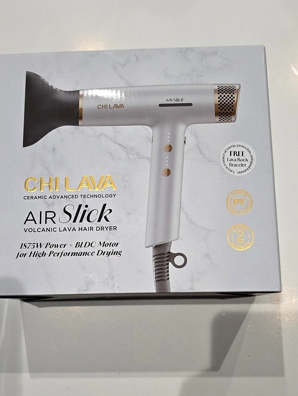 CHI LAVA Air Slick Air Hair Dryer White NWT